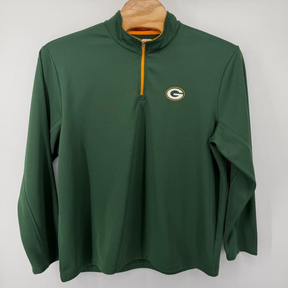 NFL Pullover Mens 2XL Green Green Bay Packers Quarter Zip Fleece Lined Logo